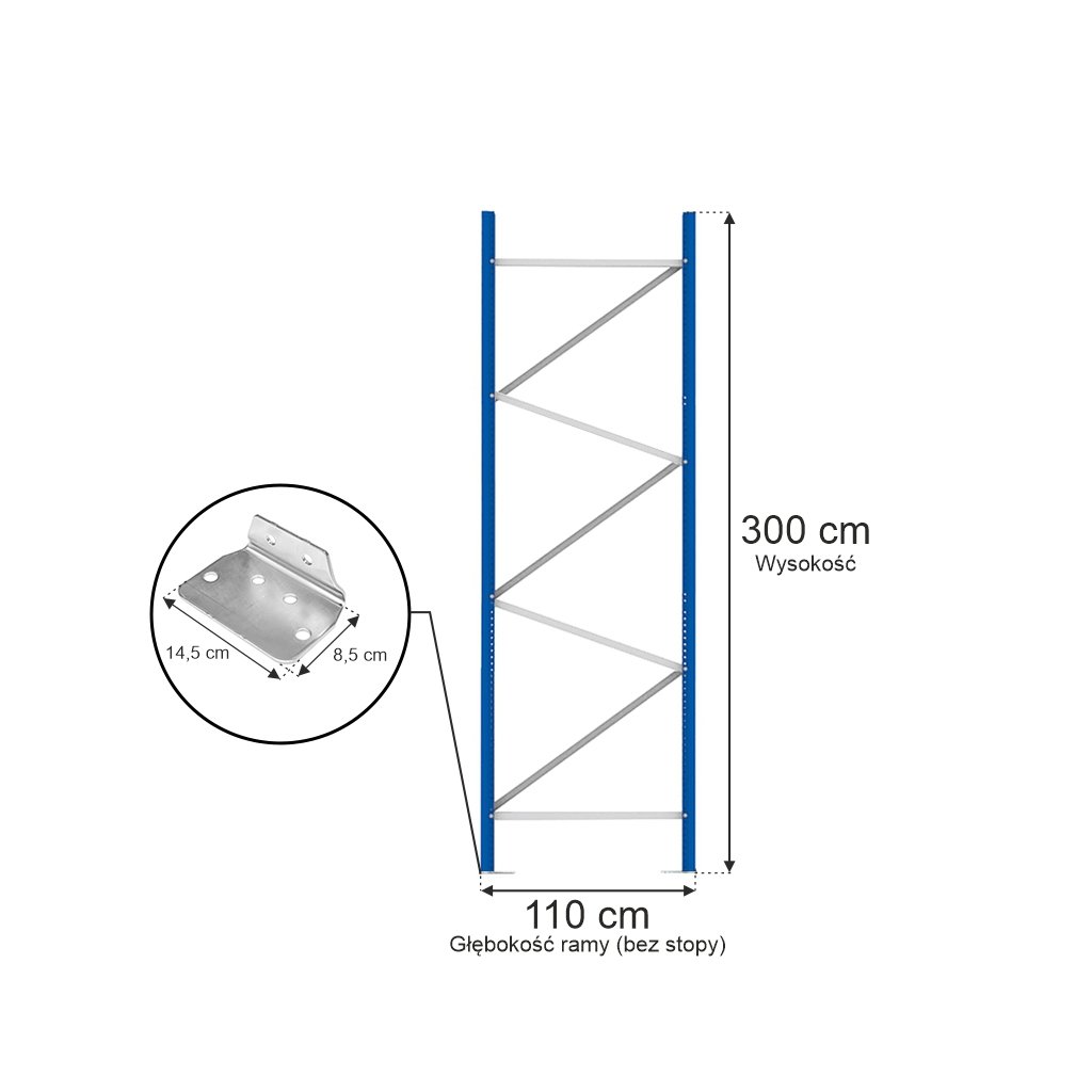 Rama MAGO HX82 H-300 cm G-110 cm W-8.2 cm niebieska (elementy ramy) MPP000065