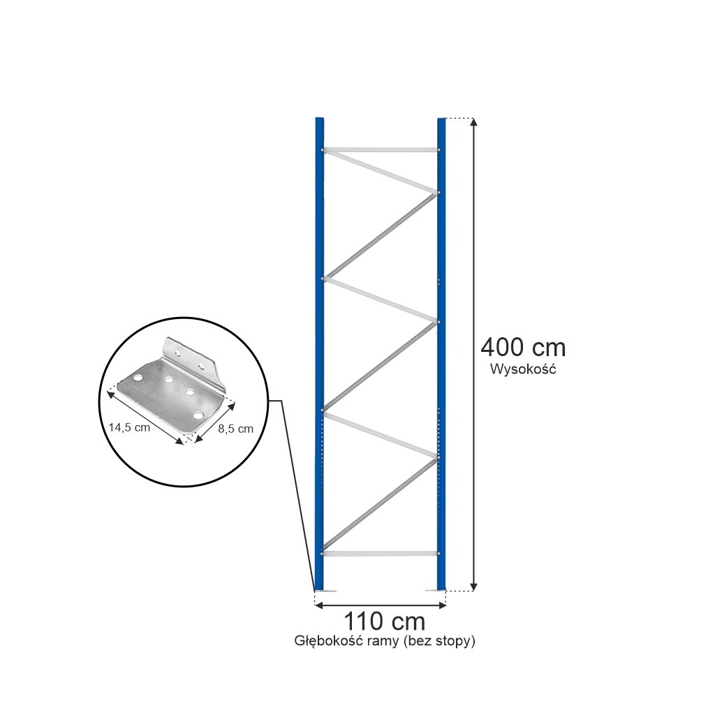 Rama MAGO HX82 H-400 cm G-110 cm W-8.2 cm niebieska (elementy ramy) MPP000204