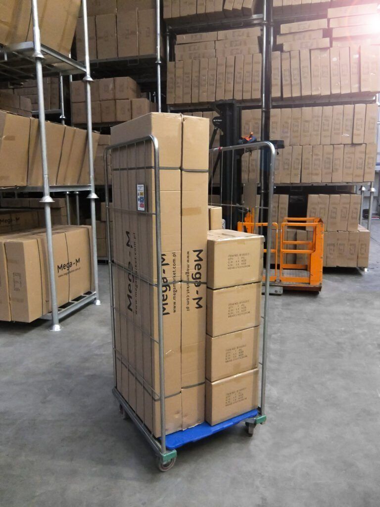 Rollkontener (rollcage,rollbox) wózek siatkowy transportowy kolor niebieski