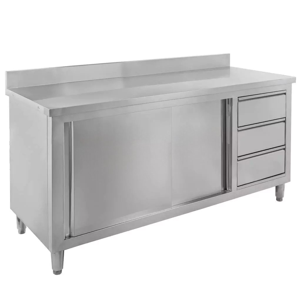 Stół gastronomiczny roboczy z szafką i szufladami Mega-M 140x70x85(H) stal nierdzewna MM-C103105