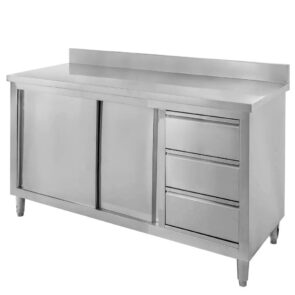 Zdjęcie produktu: Stół gastronomiczny ze stali nierdzewnej przyścienny z szafką i szufladami Mega-M 140x70x85 cm