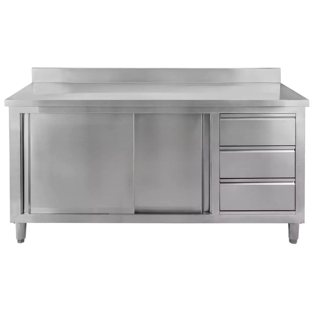 Stół gastronomiczny roboczy z szafką i szufladami Mega-M 140x70x85(H) stal nierdzewna MM-C103105