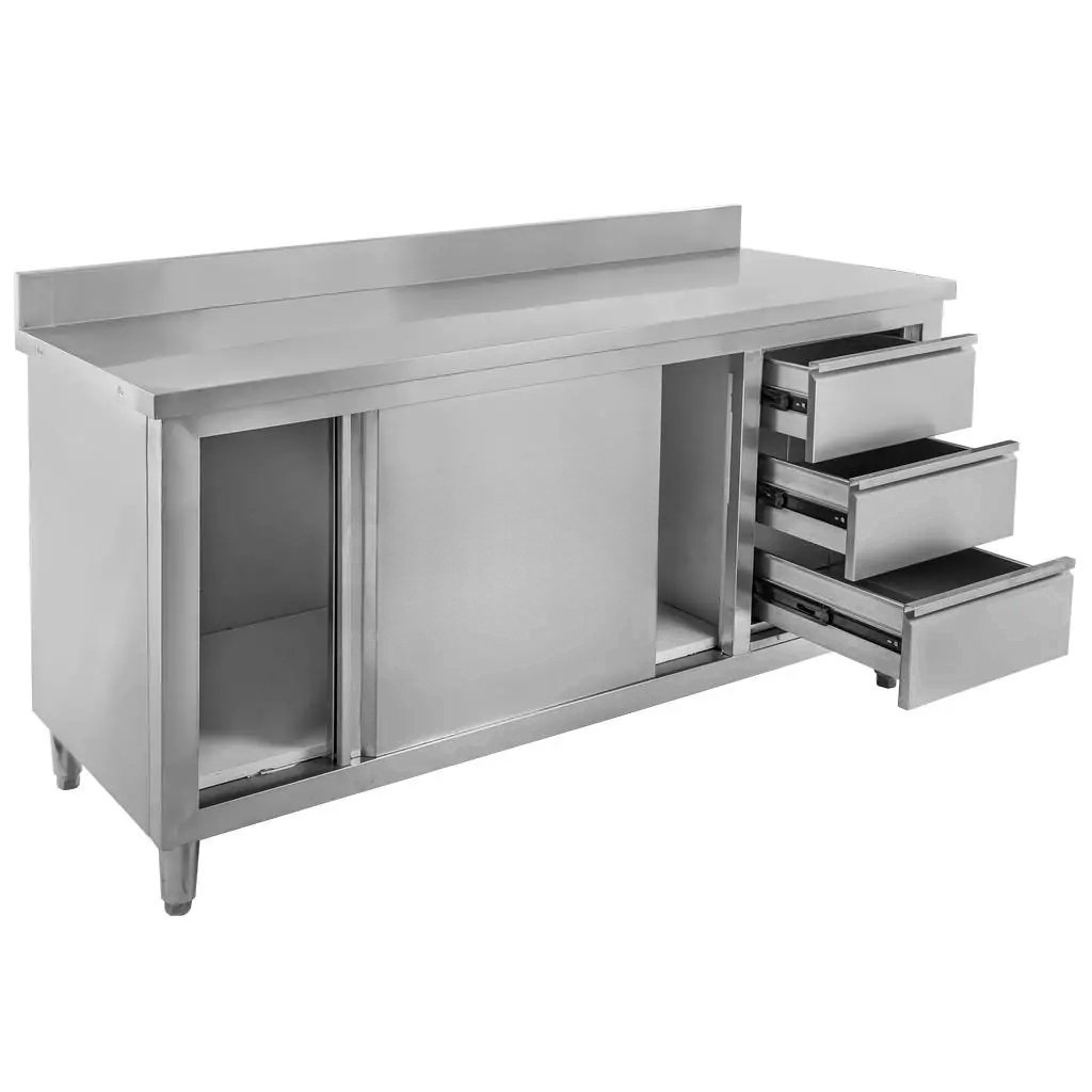 Stół gastronomiczny roboczy z szafką i szufladami Mega-M 140x70x85(H) stal nierdzewna MM-C103105