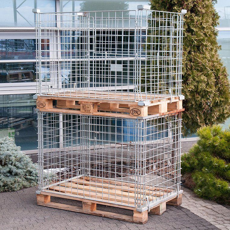 Gitterbox kosz nadstawka na paletę z obramowaniem S-120 cm G-80 cm H-90 cm otwierany dłuższy bok POWYSTAWOWY