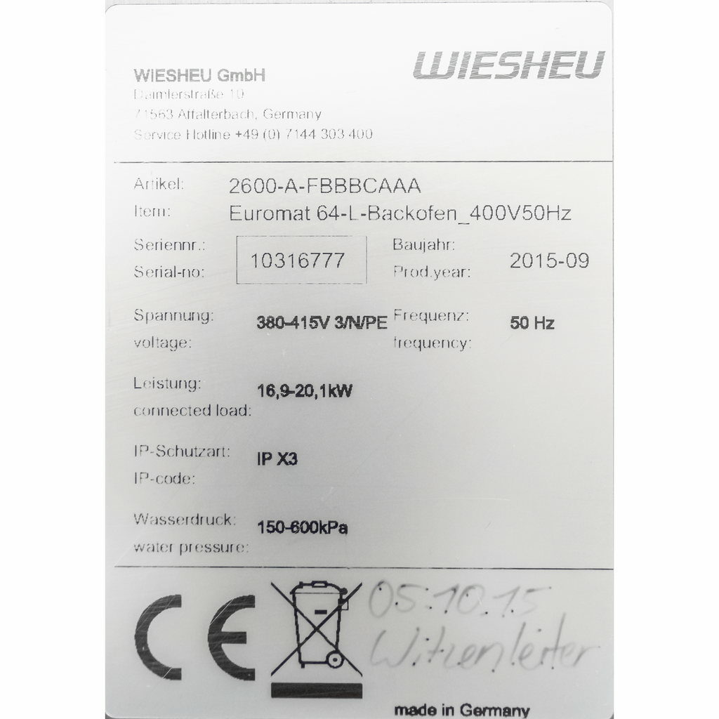 Piec konwekcyjno-parowy WIESHEU Euromat 64L