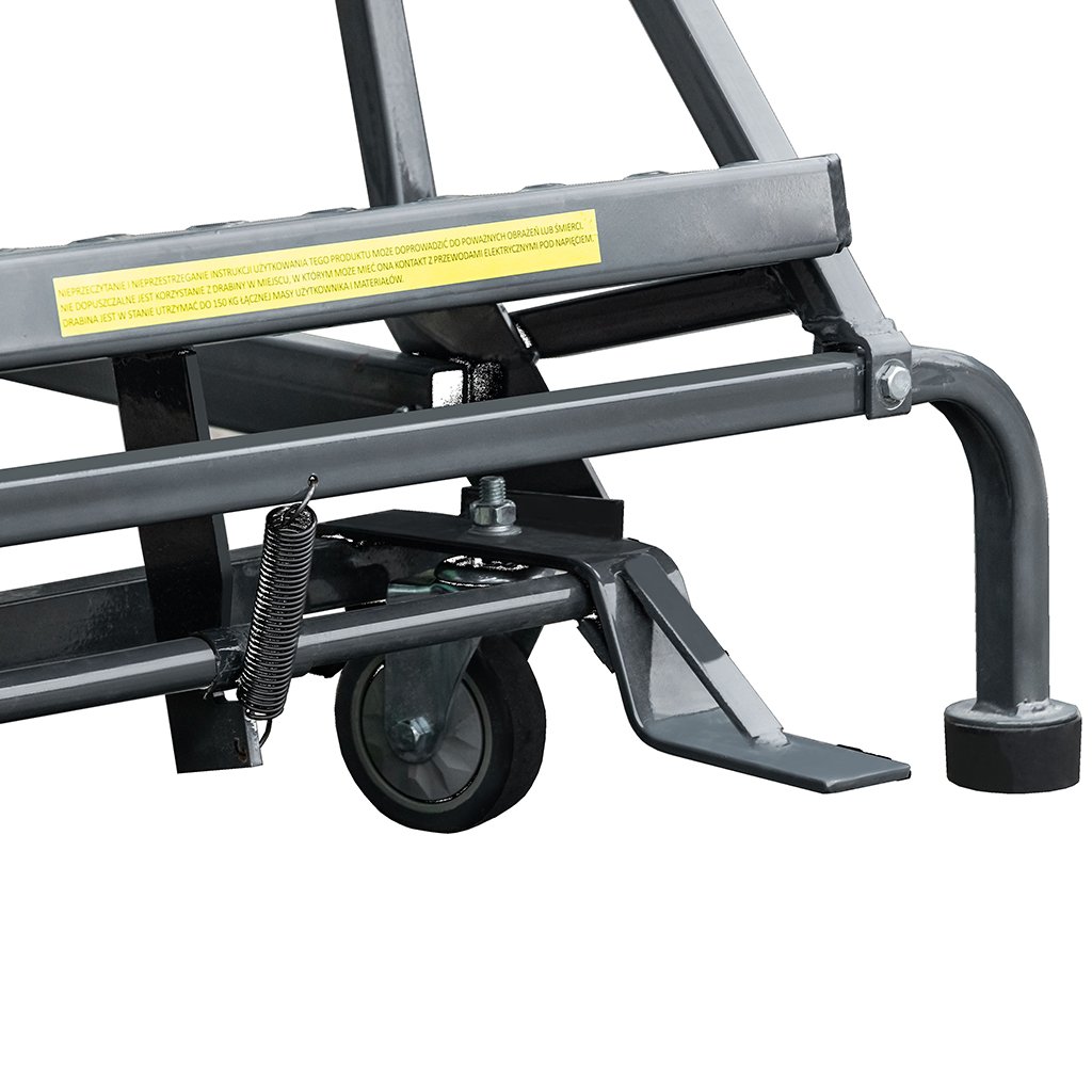 Drabina magazynowa przejezdna pomost magazynowy Mega-M H 357 cm 14 stopni