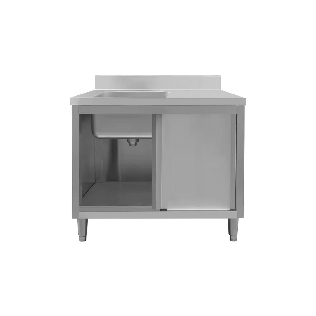 Zlew gastronomiczny jednokomorowy z ociekaczem i szafką Mega-M 100x60x85 cm stal nierdzewna