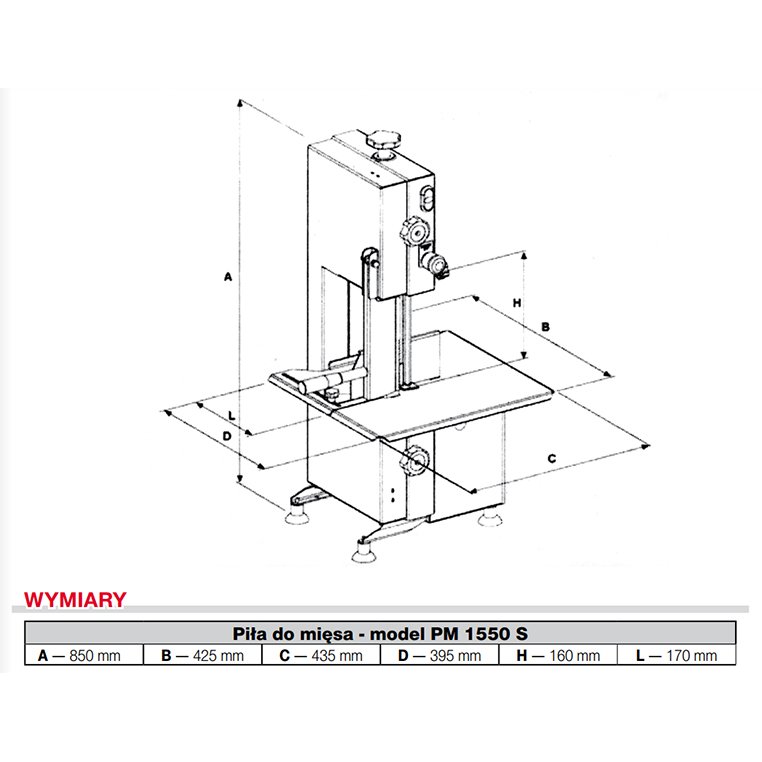Piła do mięsa Ma-Ga PM 1550 S rzut