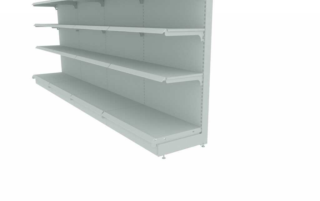 Regał sklepowy przyścienny metalowy MAGO 170x400 RAL7035 (8)