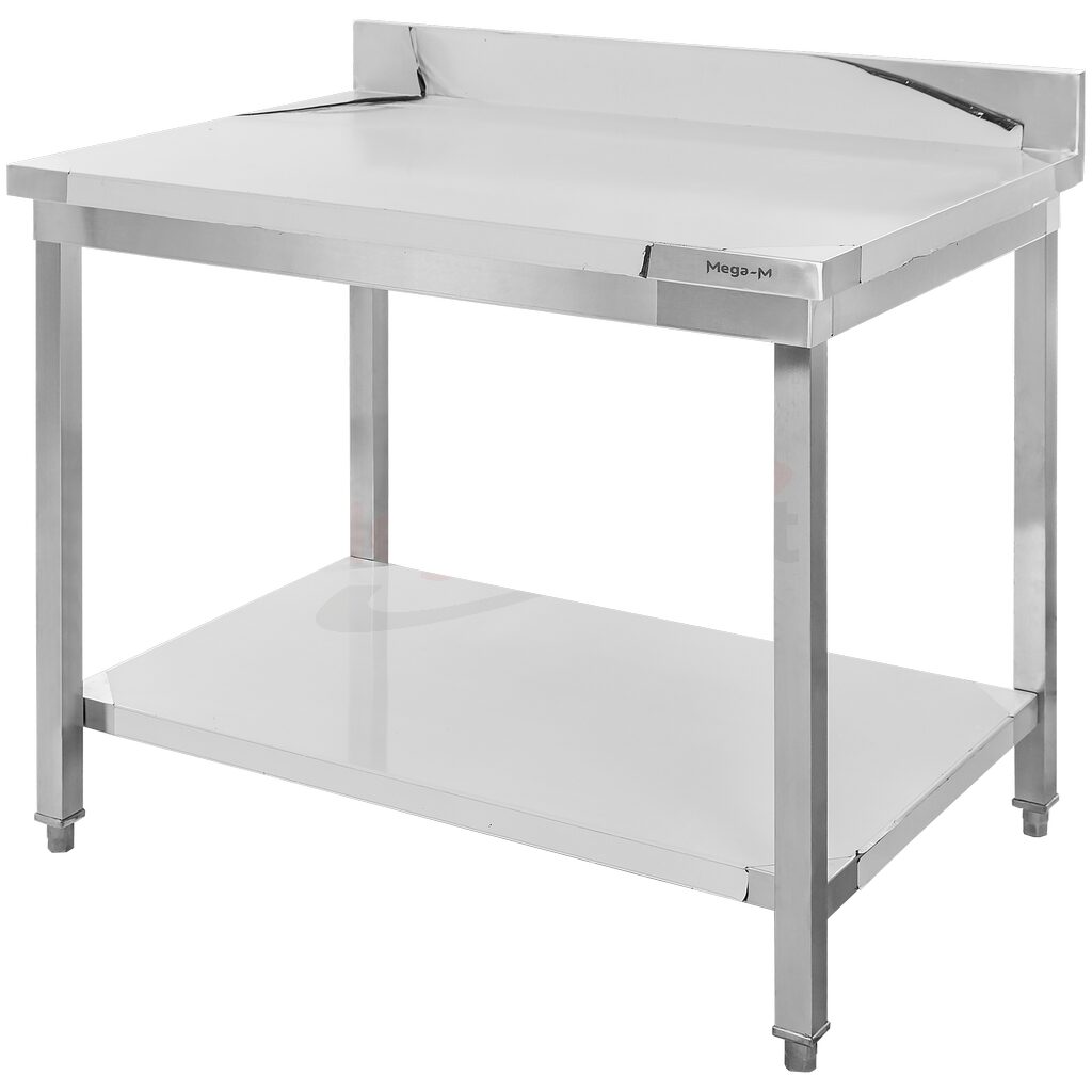 Stół gastronomiczny ze stali nierdzewnej przyścienny z półką Mega-M 100x70x85 cm