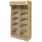 Zdjęcie produktu: Regał na pieczywo H-200 cm L-100 cm G-50 cm plexi oświetlenie LED dąb amerykański