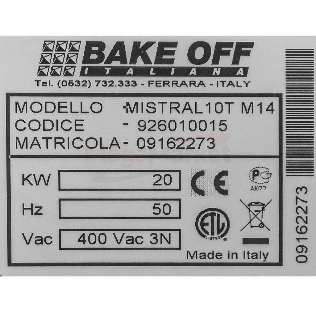 Piec konwekcyjno-parowy BAKE OFF ITALIANA Mistral 10T M14