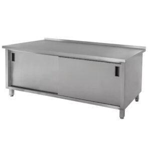 Zdjęcie produktu: Stół gastronomiczny ze stali nierdzewnej spawany przyścienny z szafką Mega-M 180x70x85 cm