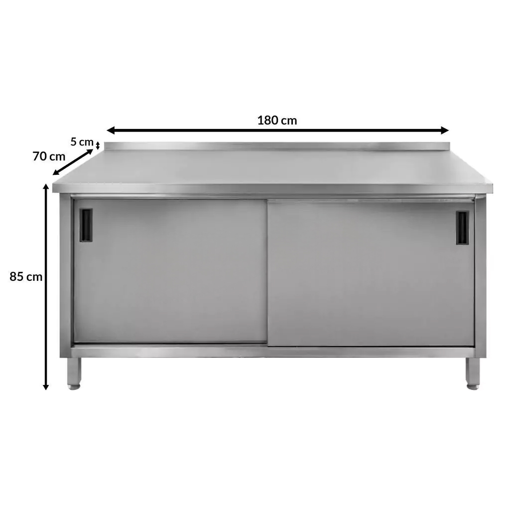 Stół gastronomiczny spawany z szafką Mega-M 180x70x85 cm stal nierdzewna MTP003585
