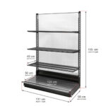 Zdjęcie produktu: Regał sklepowy WANZL przyścienny H-155 cm L-131 cm 3 półki tył poliwęglan moduł bazowy