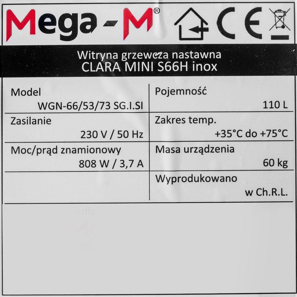 Witryna grzewcza nastawna Clara Mini S66