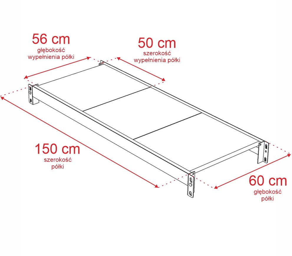 Dodatkowa półka do regału magazynowego 150x60cm
