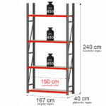 Zdjęcie produktu: Regał metalowy magazynowy 4-półkowy Mega-M FORTIS H240 cm L-167 cm G-40 cm moduł bazowy