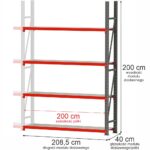 Zdjęcie produktu: Regał metalowy magazynowy 4-półkowy Mega-M FORTIS H-200 cm L-208.5 cm G-40 cm moduł dostawny