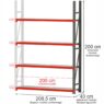 Regał metalowy 4-półkowy 200x208,5x40 moduł dostawny