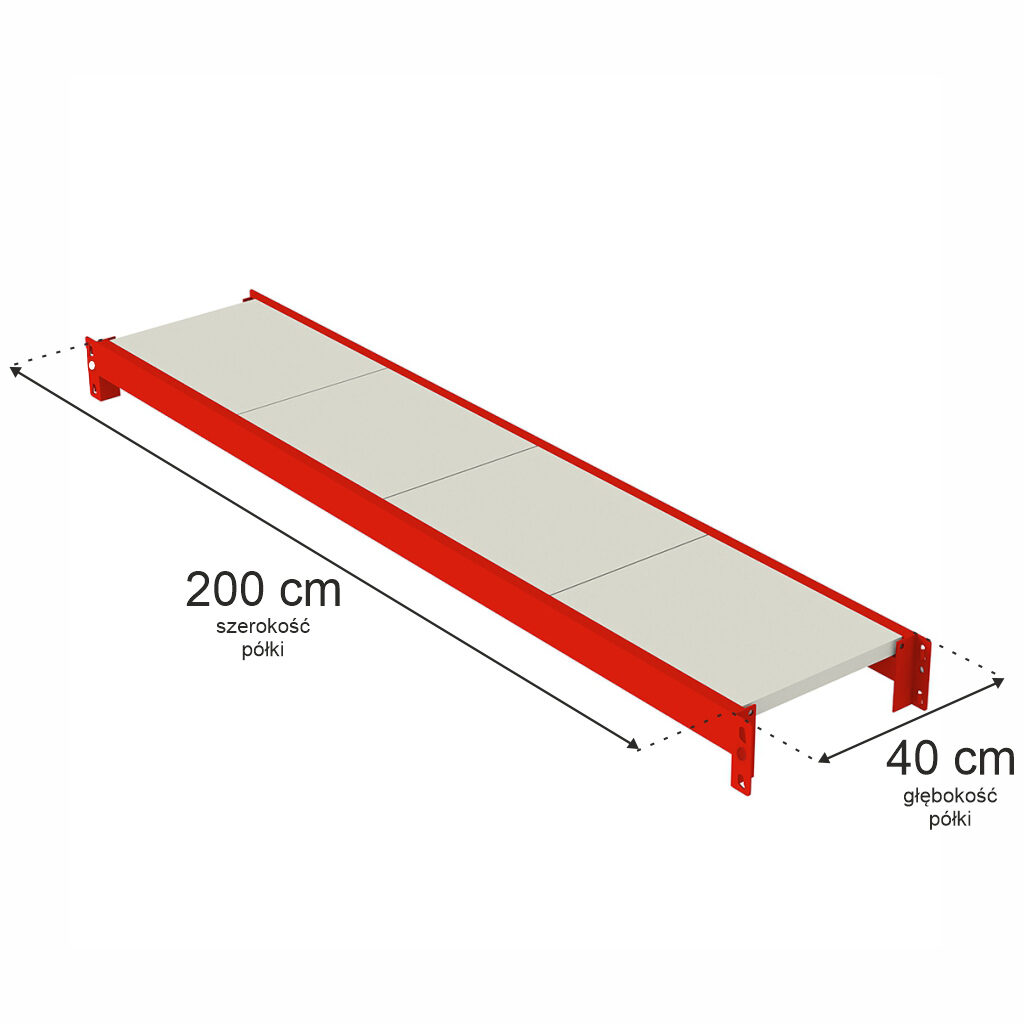 Dodatkowa półka do regału magazynowego FORTIS 200x40cm