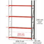 Zdjęcie produktu: Regał metalowy magazynowy 4-półkowy Mega-M FORTIS H-240 cm L-208.5 cm G-50 cm moduł dostawny