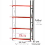 Zdjęcie produktu: Regał metalowy magazynowy 4-półkowy Mega-M FORTIS H-240 cm L-158.5 cm G-50 cm moduł dostawny