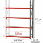 Zdjęcie produktu: Regał metalowy magazynowy 4-półkowy Mega-M FORTIS H-200 cm L-208.5 cm G-50 cm moduł dostawny