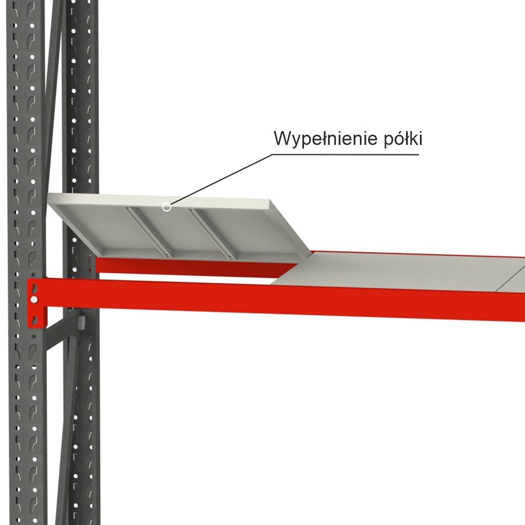 Metalowe wypełnienie półki w regale do magazynu