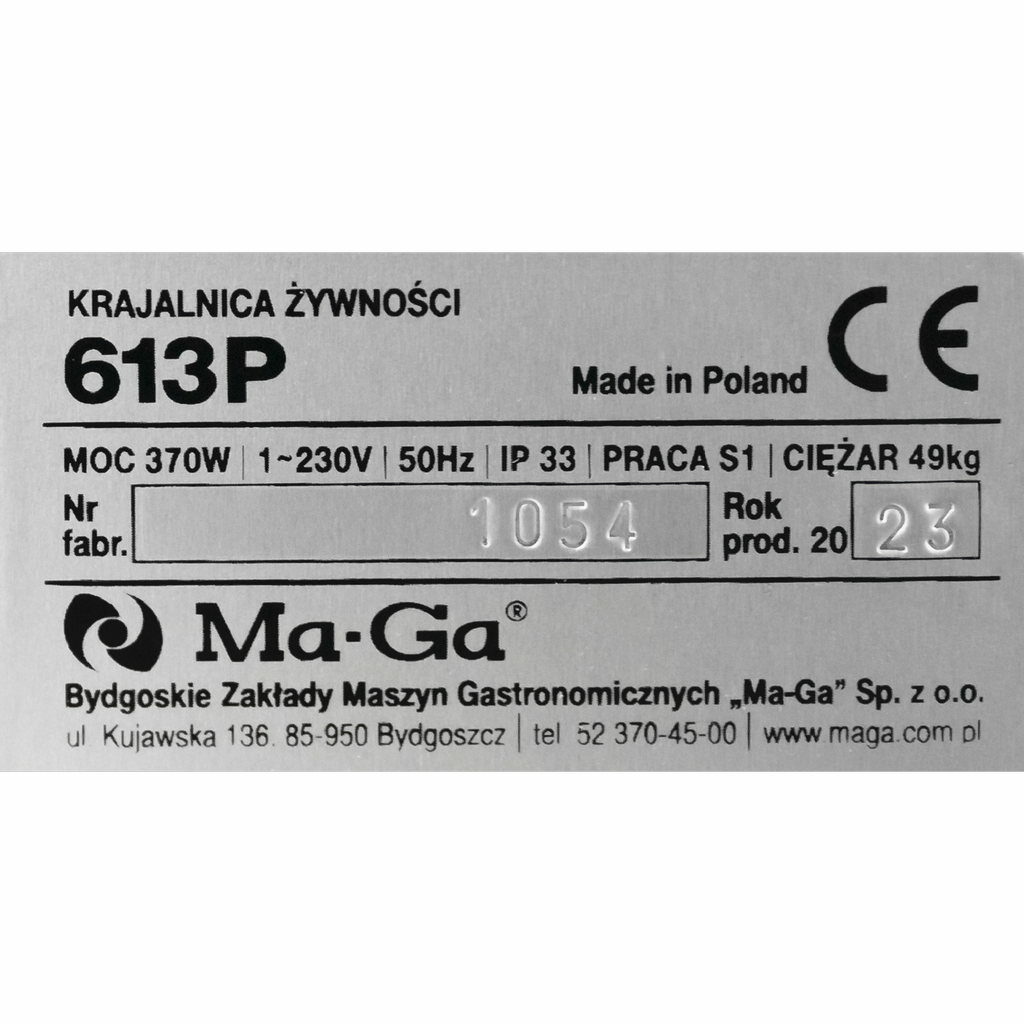 Krajalnica do wędlin sera Ma-Ga 613p wymiar ostrza 33 cm moc 370 W
