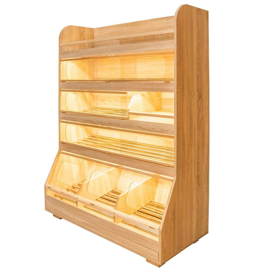 Regał na pieczywo z plexi LED 125 cm dąb amerykański