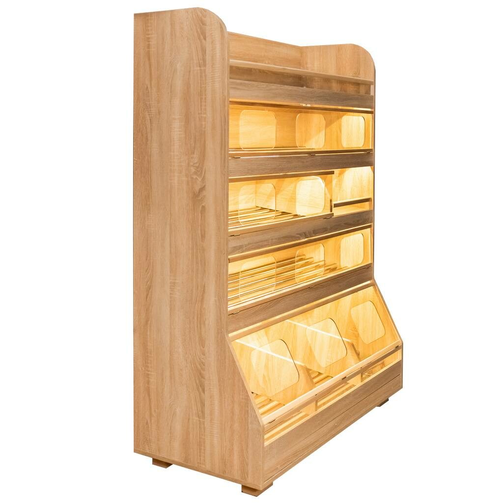 Regał na pieczywo plexi LED 125 cm dąb amerykański