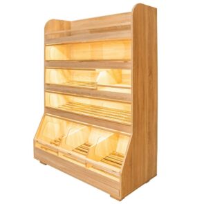 Zdjęcie produktu: Regał na pieczywo H-180 cm L-125 cm G-60 cm plexi oświetlenie LED dąb amerykański