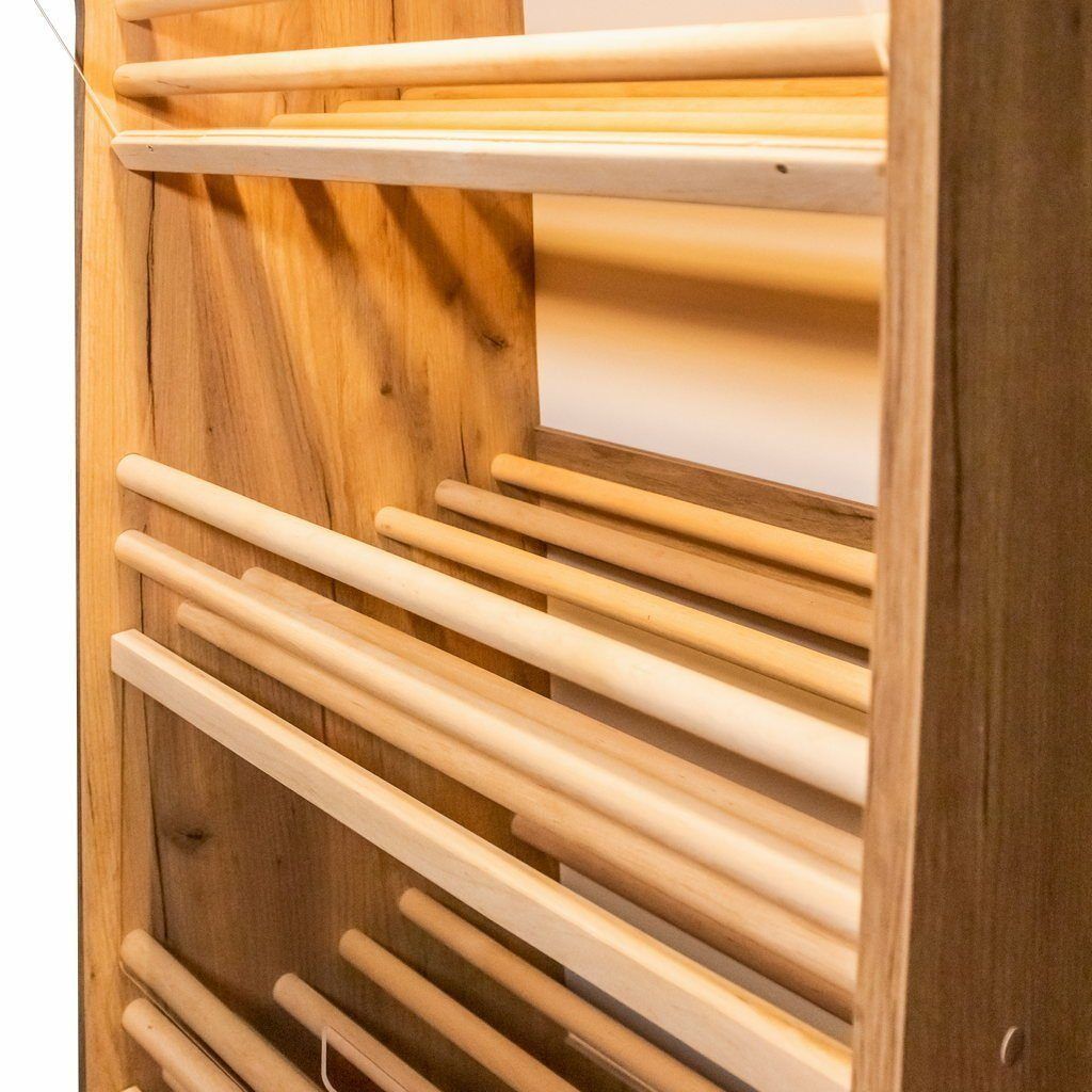 Regał na pieczywo H-200 cm L-60 cm G-50 cm plexi oświetlenie LED dąb kraft