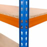 Regał magazynowy Mega-M PRO MAX H-180 cm L-120 cm G-45 cm 4 półki z MDF 15 mm 500 kg niebiesko-pomarańczowy
