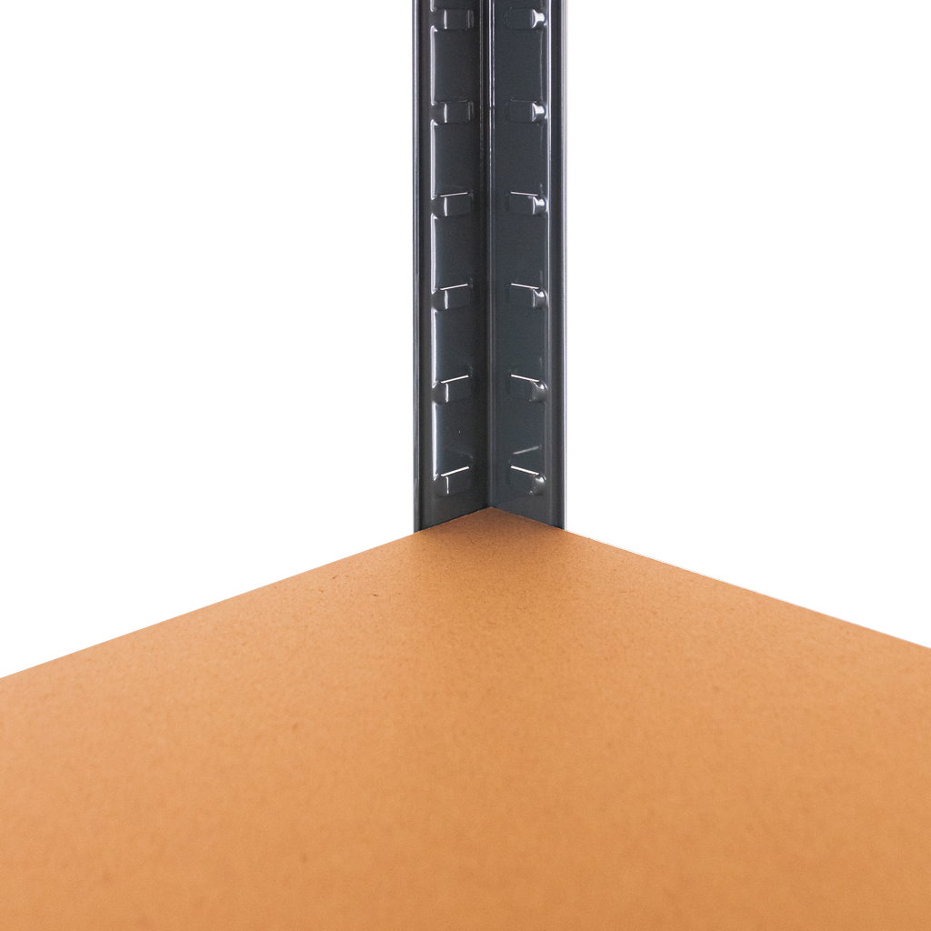 Regał magazynowy Mega-M BASIC PLUS H-180 cm L-120 cm G- 45 cm 5 półek z MDF 6.8 mm 275 kg grafitowo-czerwony