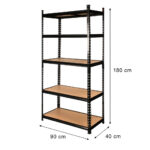 Zdjęcie produktu: Regał magazynowy Mega-M PRO LOFT  H-180 cm L-90cm G-40 cm 5 półek z MDF 6.2 mm 275 kg czarny
