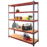 Regał magazynowy Mega-M BASIC PLUS H-180 cm L-150 cm G-45 cm 5 półek z MDF 6.8 mm 275 kg grafitowo-czerwony