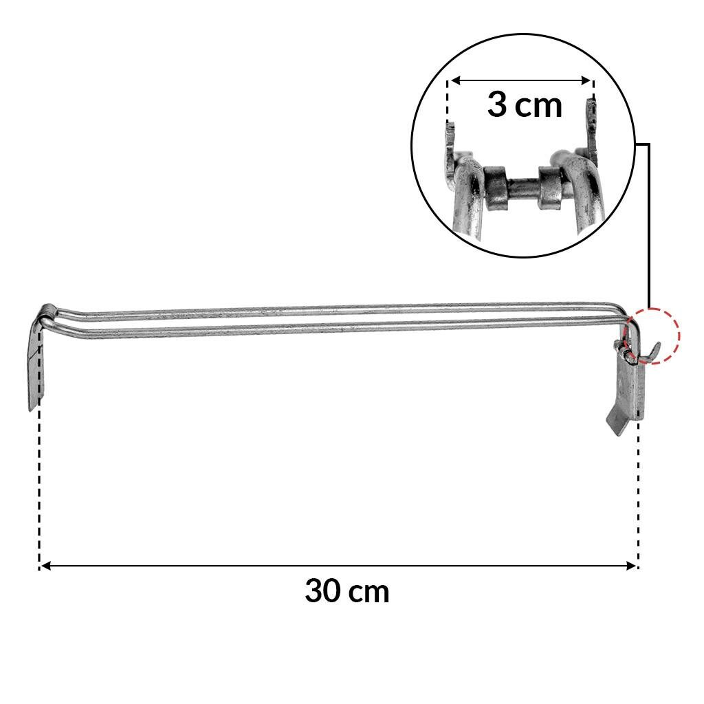 Zawieszka na perforację z wysięgnikiem na clips 30 cm wymiary