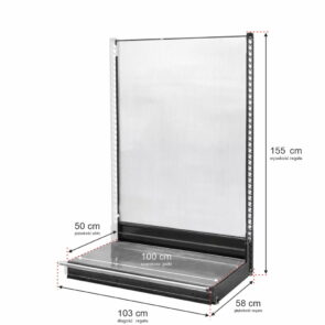 Zdjęcie produktu: Regał sklepowy WANZL przyścienny H-155 cm L- 103 cm bez półek tył poliwęglan moduł dostawny