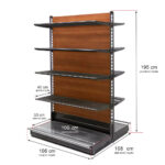 Zdjęcie produktu: Regał sklepowy WANZL dwustronny H-195 cm L-106 cm 8-półek moduł bazowy
