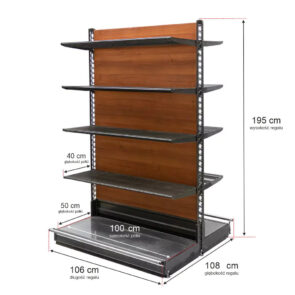 Zdjęcie produktu: Regał sklepowy WANZL dwustronny H-195 cm L-106 cm 8-półek moduł bazowy