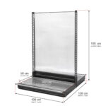 Zdjęcie produktu: Regał sklepowy WANZL dwustronny H-155 cm L-106 cm bez półek tył poliwęglan moduł bazowy