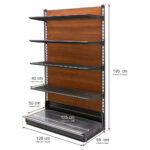 Zdjęcie produktu: Regał sklepowy WANZL przyścienny H-195 cm L-128 cm 4-półki moduł dostawny
