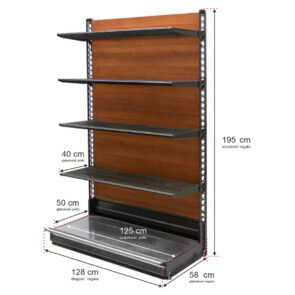 Zdjęcie produktu: Regał sklepowy WANZL przyścienny H-195 cm L-128 cm 4-półki moduł dostawny