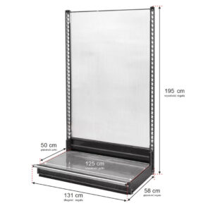 Zdjęcie produktu: Regał sklepowy WANZL przyscienny H-195 cm L-131 cm bez półek tył poliwęglan moduł bazowy