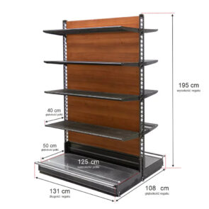 Zdjęcie produktu: Regał sklepowy WANZL dwustronny H-195 cm L-131 cm 8-półek moduł bazowy