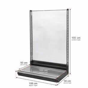 Zdjęcie produktu: Regał sklepowy WANZL przyścienny H-155 cm L-106 cm bez półek tył poliwęglan moduł bazowy