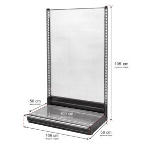 Zdjęcie produktu: Regał sklepowy WANZL przyścienny H-195 cm L-106 cm bez półek tył poliwęglan moduł bazowy