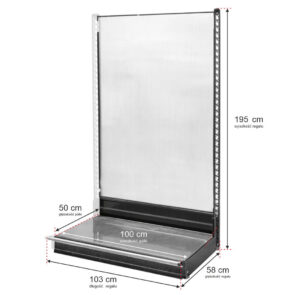 Zdjęcie produktu: Regał sklepowy WANZL przyścienny H-195 cm L-103 cm bez półek tył poliwęglan moduł dostawny